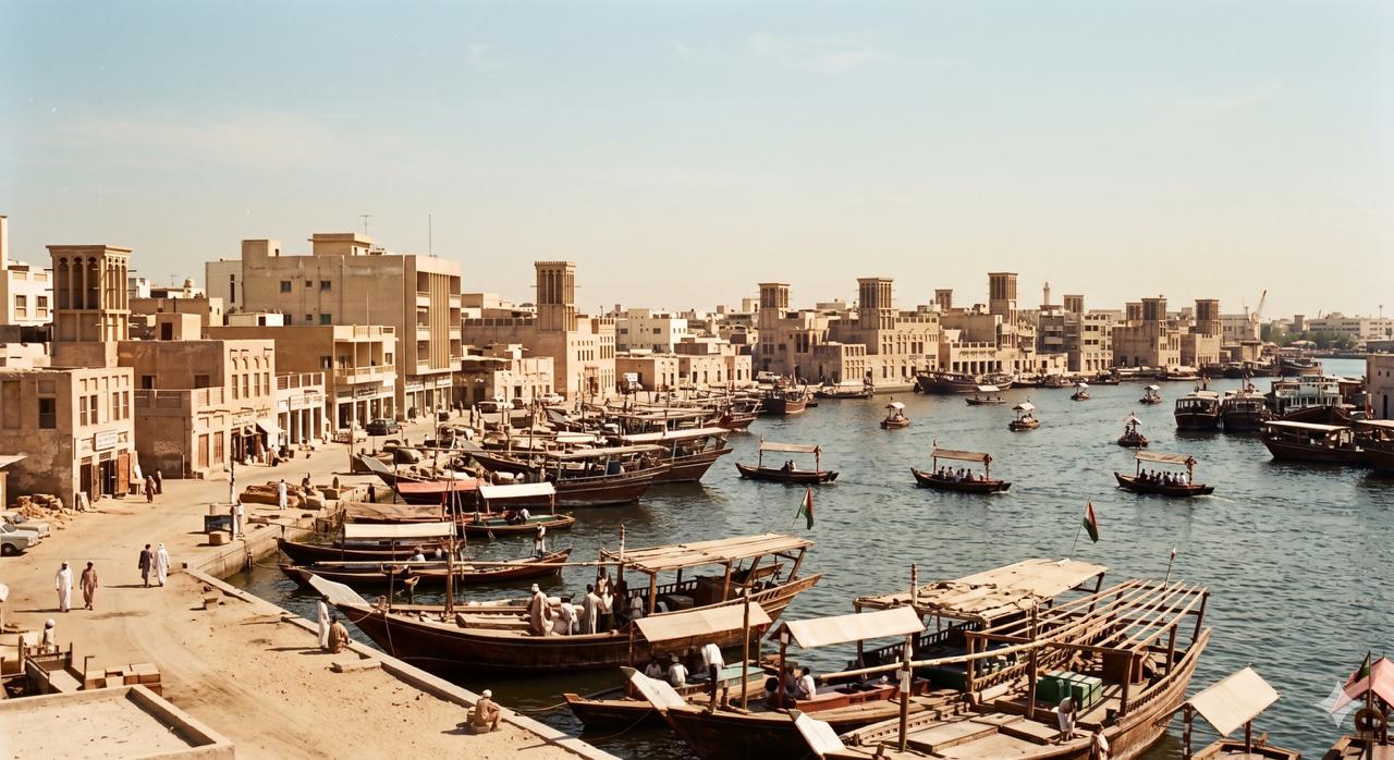 Dubai Creek and the old town waterfront, the city Al Subaiha grew alongside
